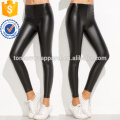 Black Elastic Waist PU Slim Leggings OEM/ODM Manufacture Wholesale Fashion Women Apparel (TA7039L)